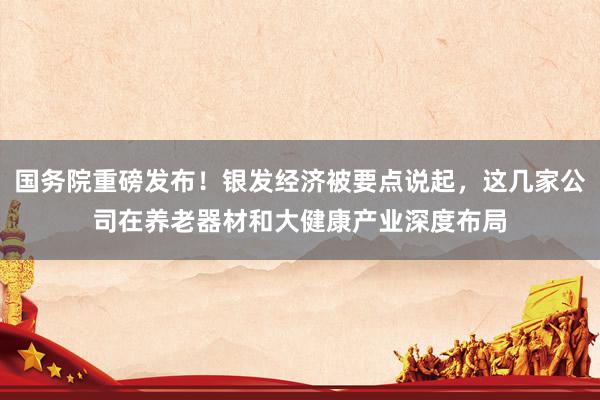 国务院重磅发布！银发经济被要点说起，这几家公司在养老器材和大健康产业深度布局